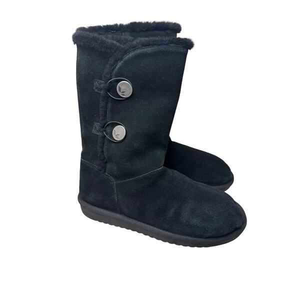 Koolaburra by UGG Kinslei Tall Suede Shearling Boots Women’s 9 | Black Winter - Picture 1 of 9
